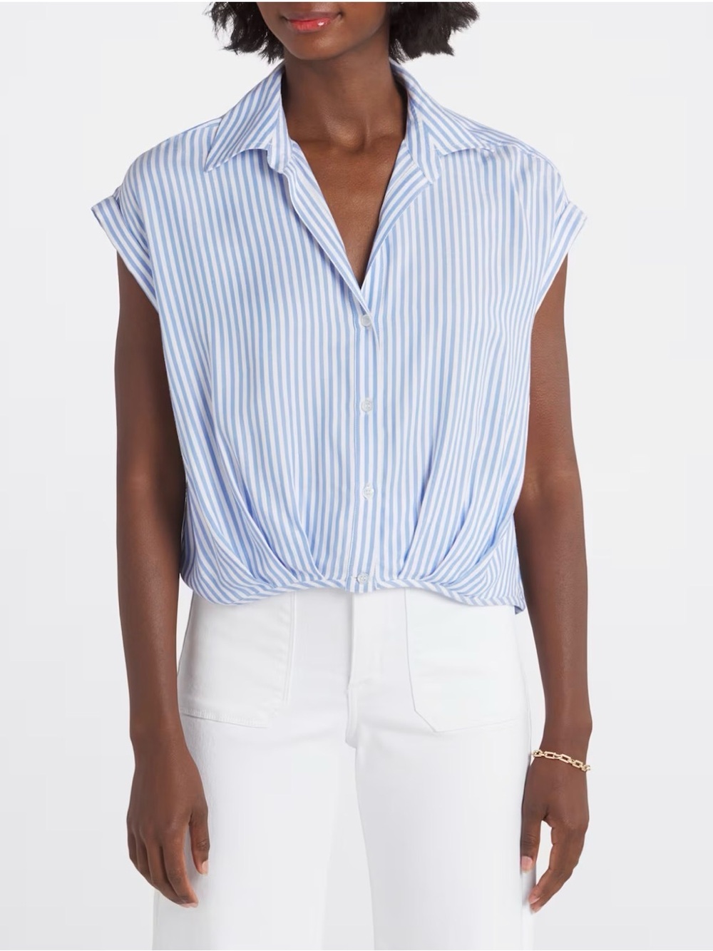 Kut from the Kloth, Gaia Tie-Hem Cap Sleeve Shirt - Women